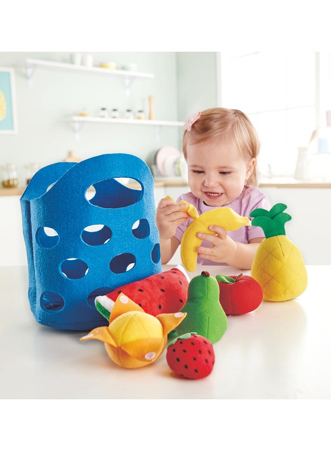 هيب سلة فواكه هايب للأطفال الصغار | مجموعة ألعاب طعام قماشية مع موز وتفاح وأناناس والمزيد | ألعاب فواكه قماشية للأطفال من 18 شهرًا فما فوق - Image 4