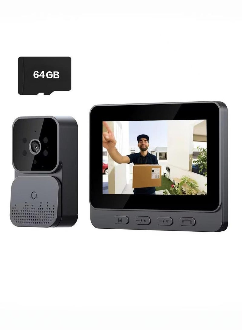 Doorbell Camera Wireless No Subscription 1080P, Waterproof Door Bell Camera with  Connect via Bluetooth NO WiFi and APP, Video Intercom Two-Way Audio, 170° View Angle,Night Vision，Free 64GB memory card included! - Image 1