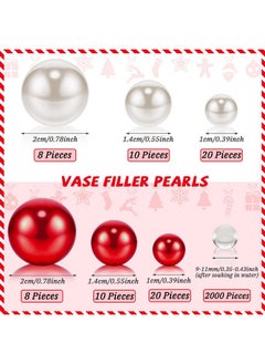 Mtlee MTLEE 2124 Pieces Christmas Vase Filler Pearls Including 8 Suspending Candles for Vase Filler Christmas Table Decor Suspending Candle Centerpiece for Christmas Dining Table Decor (Novel Style)  - Image 2