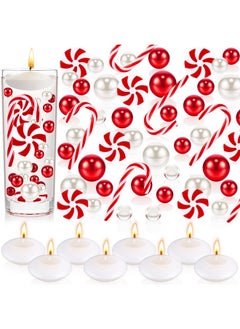 Mtlee MTLEE 2124 Pieces Christmas Vase Filler Pearls Including 8 Suspending Candles for Vase Filler Christmas Table Decor Suspending Candle Centerpiece for Christmas Dining Table Decor (Novel Style)  - Image 1