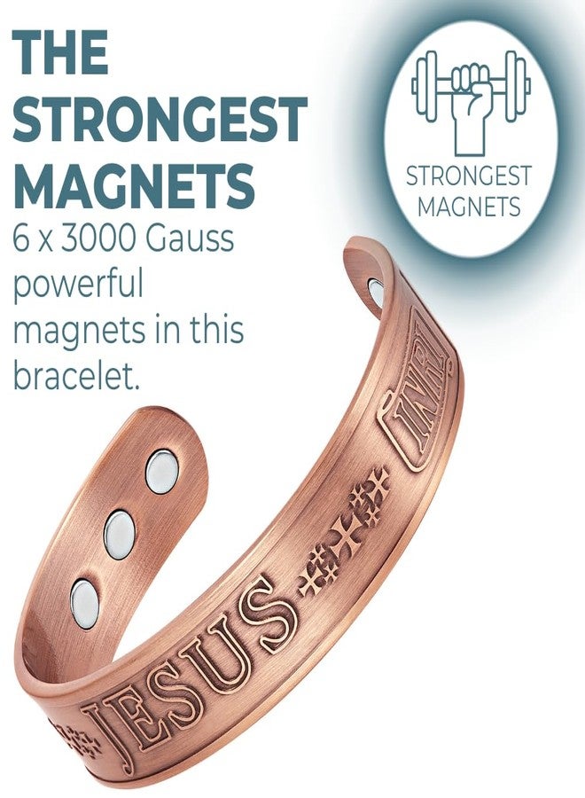 Willis Judd JESUS Men's Pure Copper Magnetic Therapy Adjustable Bracelet Bangle - Image 4