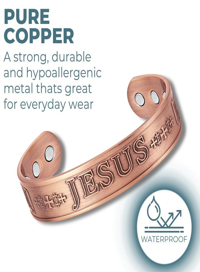Willis Judd JESUS Men's Pure Copper Magnetic Therapy Adjustable Bracelet Bangle - Image 3