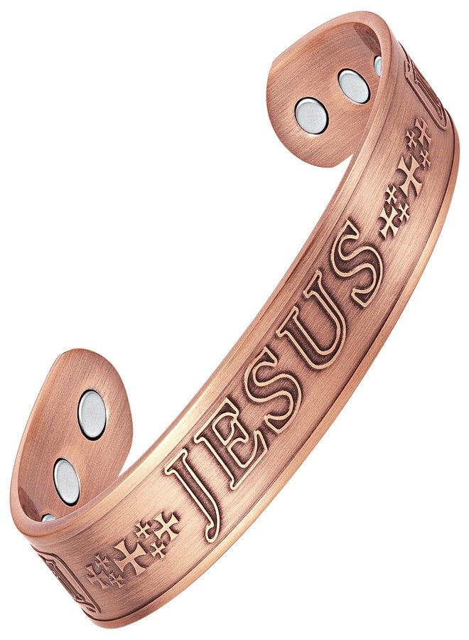 Willis Judd JESUS Men's Pure Copper Magnetic Therapy Adjustable Bracelet Bangle - Image 1