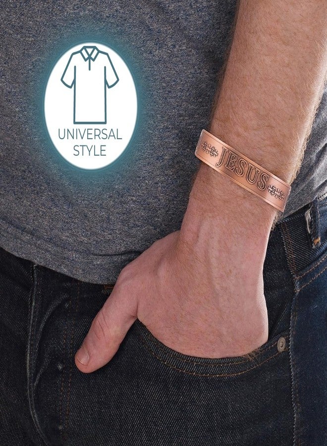 Willis Judd JESUS Men's Pure Copper Magnetic Therapy Adjustable Bracelet Bangle - Image 5