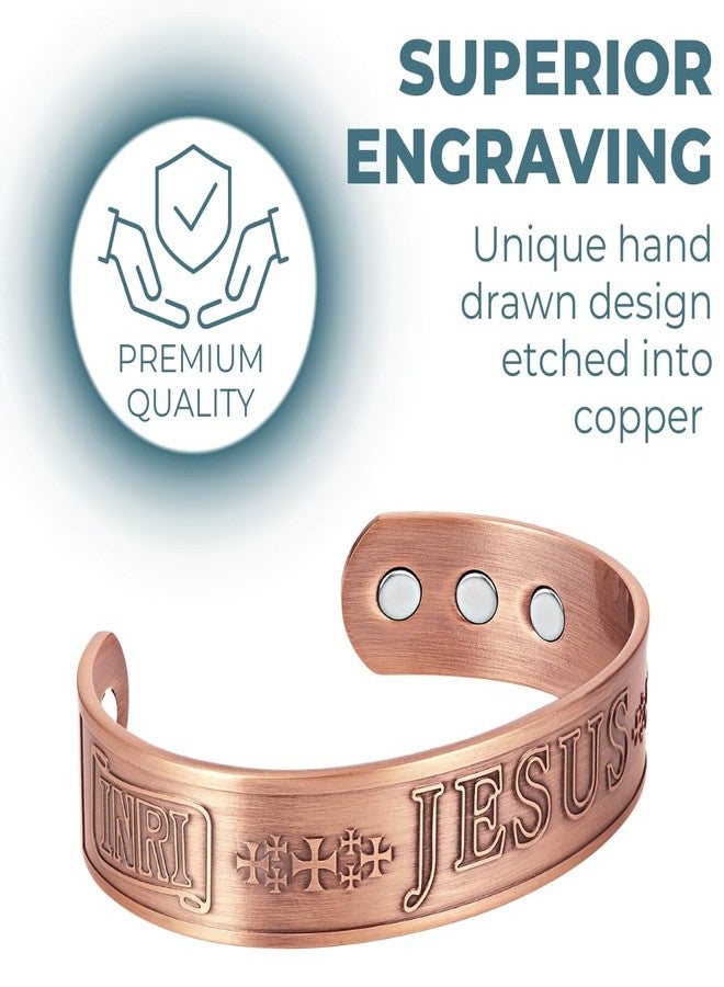 Willis Judd JESUS Men's Pure Copper Magnetic Therapy Adjustable Bracelet Bangle - Image 2