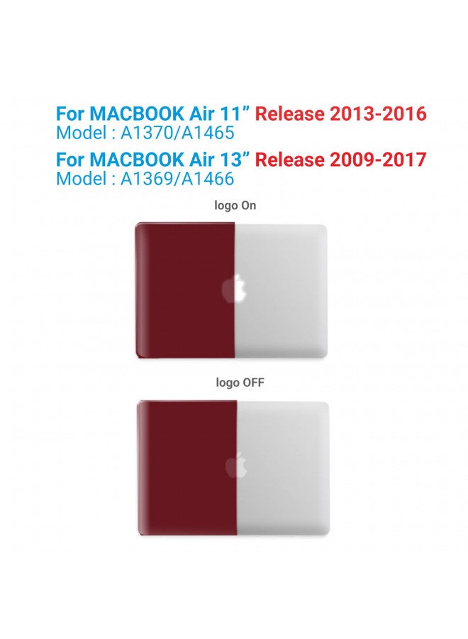 IBENZER Compatible with MacBook Air 11 Inch Case Model A1370 A1465, Soft Touch Plastic Hard Shell Case Bundle with Keyboard Cover for Mac Air 11, Wine Red, A11WR+1 - Image 2