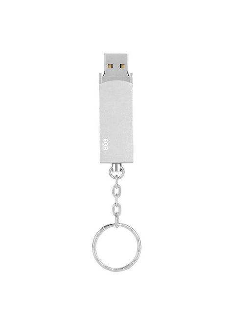 Ultra thin Waterproof Keychain High speed Metal Rotating U Disk Silver 8G