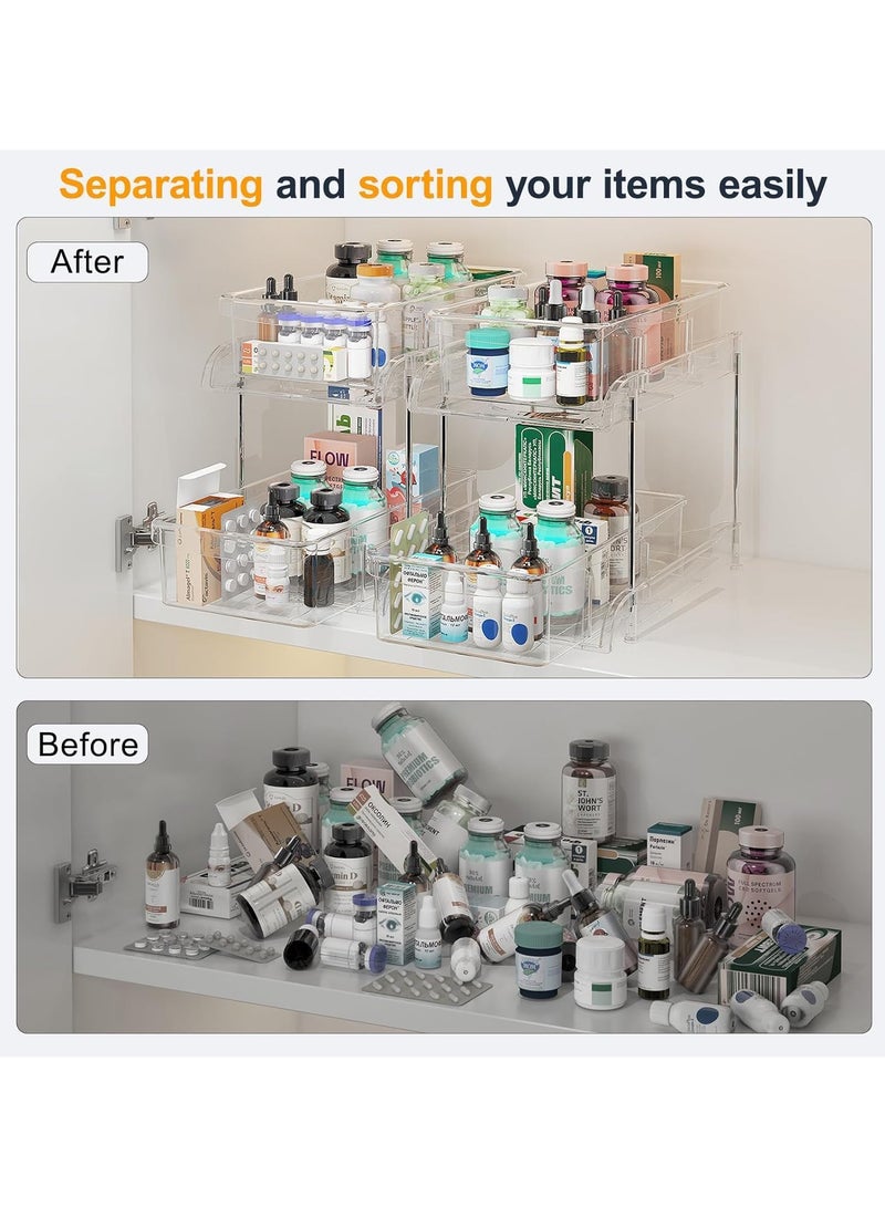 TOMSHOO Cabinet Shelf Organizer Storage Rack Space Saving for Kitchen Counter Pantry Bathroom Cupboard Under Sink Office Table Steel Stackable Rust Resistant Heavy Duty Nonslip White (plastic, 2pc) - Image 3