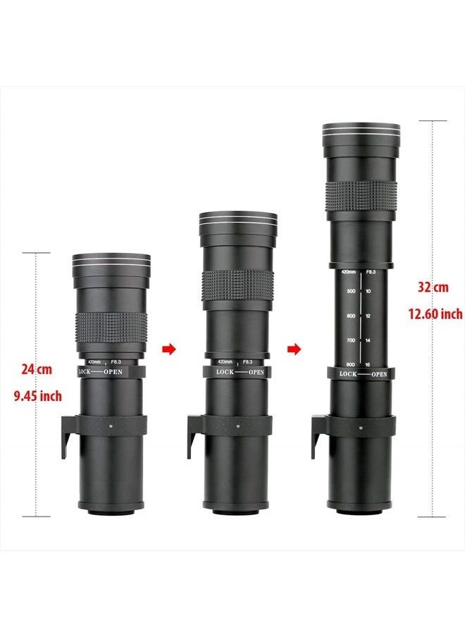 Lightdow - 420-800mm f/8.3 Manual Zoom Telephoto Lens + T-Mount for Nikon D5500 D3300 D3200 D5300 D3400 D7200 D750 D3500 D7500 D500 D600 D700 D800 D810 D850 D3100 D5100 D5200 D7000 D7100 Camera Lenses - Image 1