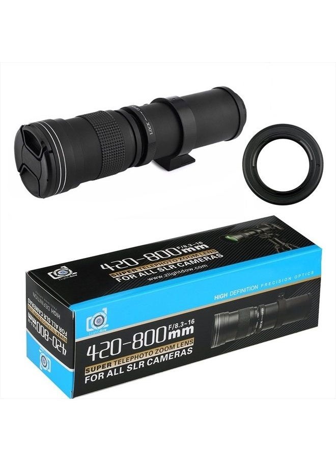 Lightdow - 420-800mm f/8.3 Manual Zoom Telephoto Lens + T-Mount for Nikon D5500 D3300 D3200 D5300 D3400 D7200 D750 D3500 D7500 D500 D600 D700 D800 D810 D850 D3100 D5100 D5200 D7000 D7100 Camera Lenses - Image 1