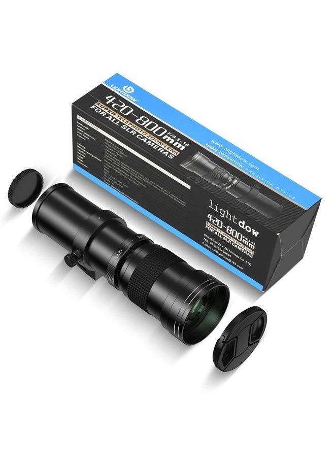 Lightdow - 420-800mm f/8.3 Manual Zoom Telephoto Lens + T-Mount for Nikon D5500 D3300 D3200 D5300 D3400 D7200 D750 D3500 D7500 D500 D600 D700 D800 D810 D850 D3100 D5100 D5200 D7000 D7100 Camera Lenses - Image 1