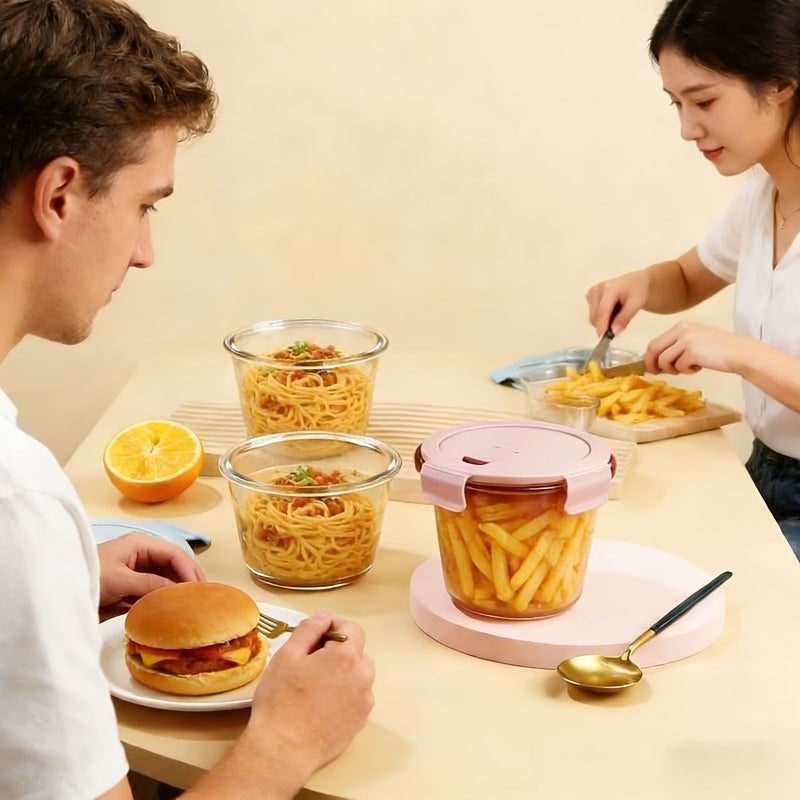 وعاء حساء أزرق مكون من 4 قطع مقاوم للتسرب مع أغطية، حاويات طعام آمنة للاستخدام في الميكروويف والثلاجة، مع حقيبة عازلة للحرارة. - Image 2