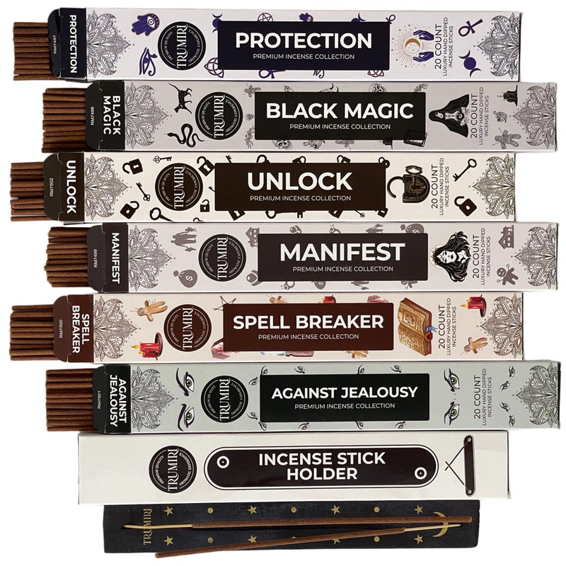 TRUMIRI Witchcraft Incense Sticks  Total 120 InsenceSticks 20 Insense x 6 Inscents  for Wiccan Witches Brew Wicca Witch Voodoo Spell Pagan Black Magic Protection Against Jealousy  Burner Holder