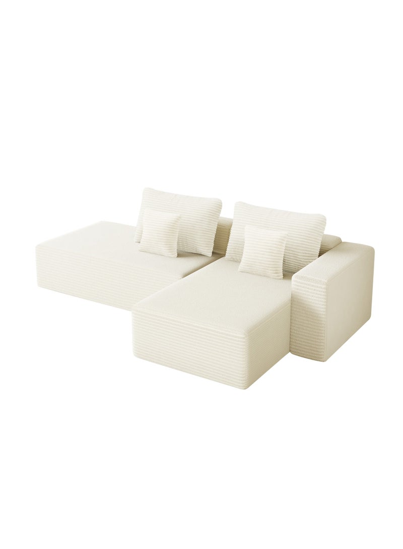 NZONE STORE Comfortable corner set with a sophisticated decorative touch, L-shaped left - off-white - Image 4