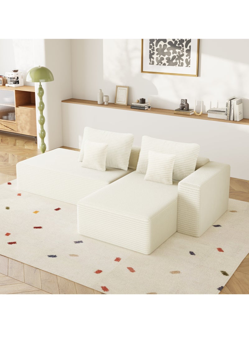NZONE STORE Comfortable corner set with a sophisticated decorative touch, L-shaped left - off-white - Image 1