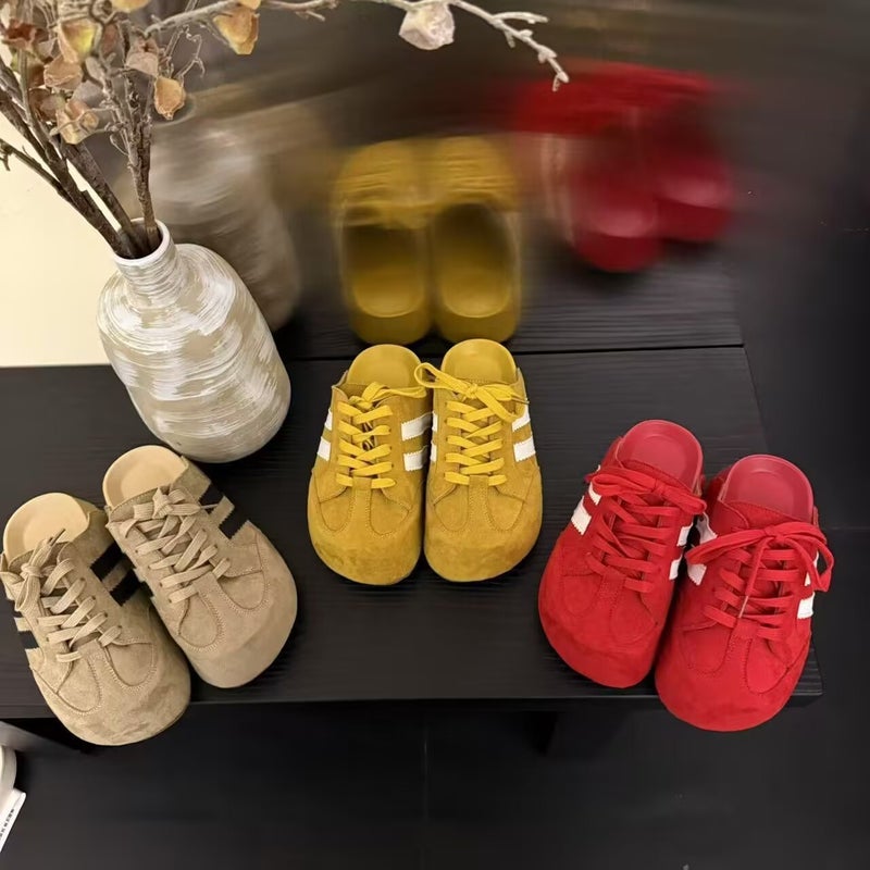 2025 Spring/ Fashion Korean Style Lace-Up German Training Shoes Casual Versatile Height-Increasing Soft Sole Closed-Toe Mules - Image 5