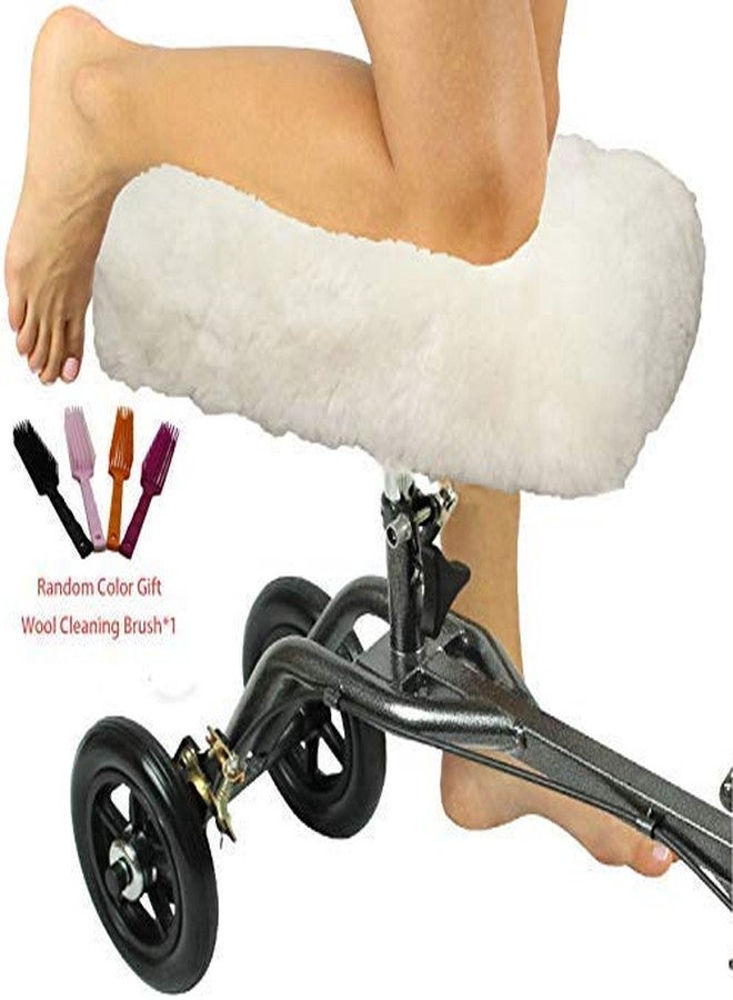 Welcomeget Merino Sheepskin Knee Walker Pad Cover high comfortability Cushion for Knee Scooter Accessory Leg Cart Improves Comfort During Injury White - Image 2