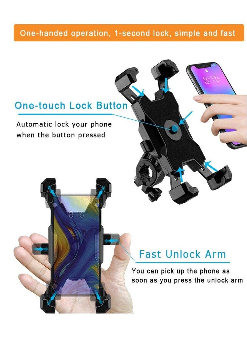 SYOSI Bike Phone Mount Motorcycle Handlebar 2023 Upgraded 360° Rotation Easy Install and Quick Release Support One Click Lock Sturdy and Safe Holder for iPhone and More 4.7-6.8 inch Any Smartphones - Image 2