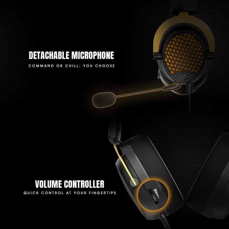 Cosmic Byte سماعة ألعاب سلكية محيطية CryoCore 7.1 مع ميكروفون مانع للضوضاء، تصميم معدني على شكل خلية نحل، كابل مضفر، برنامج كمبيوتر ودعم صوت ثلاثي الأبعاد لـ PS4/PS5 (أسود) - Image 3