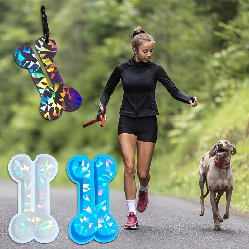 Blue Holographic Laser Silicone Mold Dog Bone Bag Holder for Crystal Resin Pet Fecal Bag - Image 1