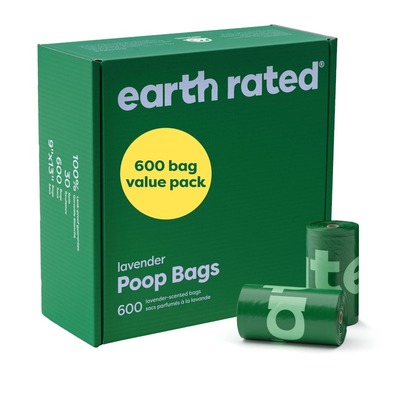 Earth Rated Dog Poop Bags Value Pack, Leak-Proof and Extra-Thick Pet Waste Bag for Big and Small Dogs, Refill Rolls, Lavender Scented, 600 Count - Image 1