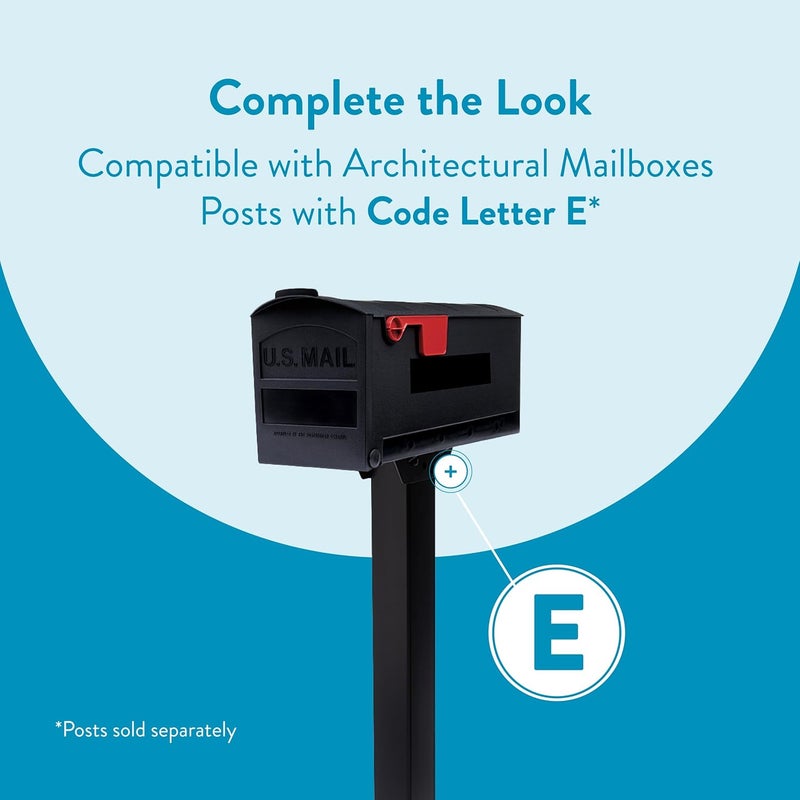 ARCHITECTURAL MAILBOXES Patriot Plastic Post Mount Mailbox, Compatibility Code E, GMB505BAM, Black, Medium Capacity - Image 5