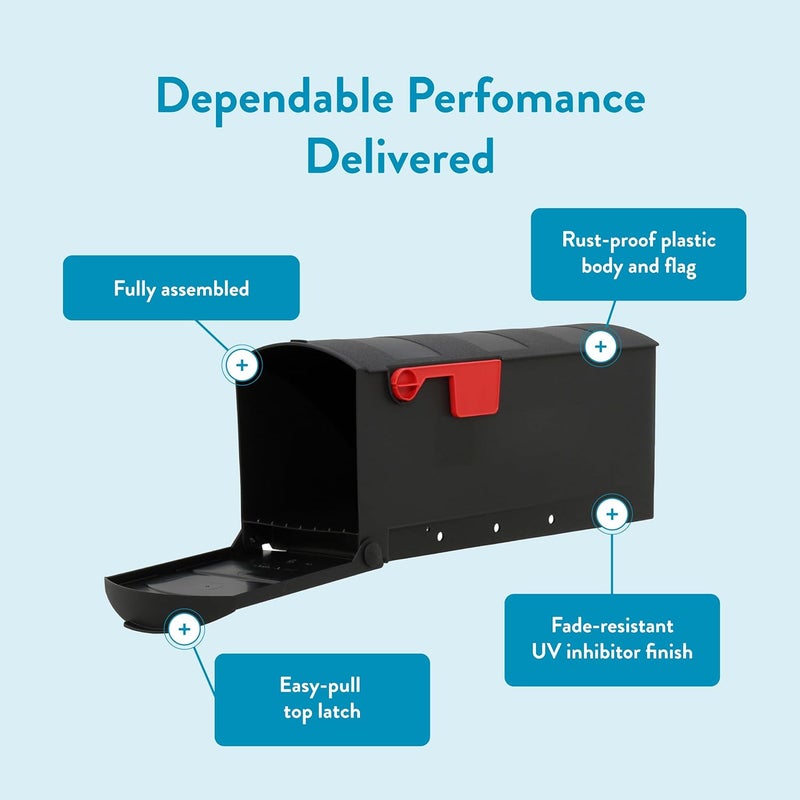 ARCHITECTURAL MAILBOXES Patriot Plastic Post Mount Mailbox, Compatibility Code E, GMB505BAM, Black, Medium Capacity - Image 4