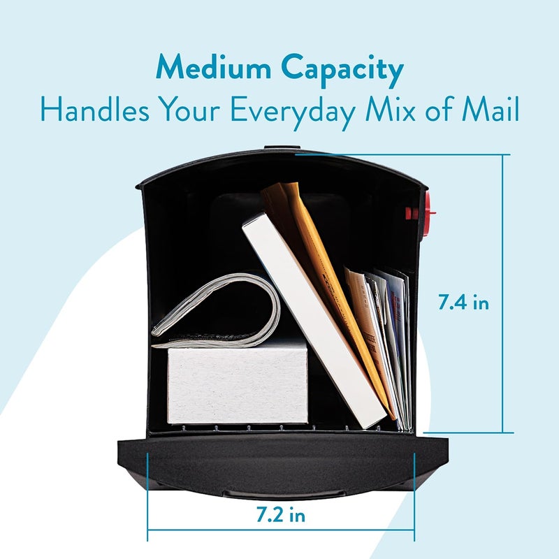 ARCHITECTURAL MAILBOXES Patriot Plastic Post Mount Mailbox, Compatibility Code E, GMB505BAM, Black, Medium Capacity - Image 3