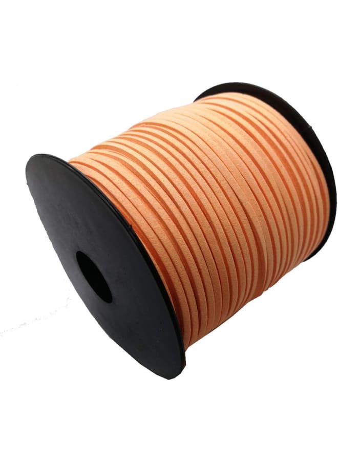 Pamir Tong 100 Yards 2.6mm Suede Leather Cords Leather Lace Flat Faux Suede Cord String Thread Velvet Cord for Necklace, Bracelet, Beading and DIY Crafts (Orange) - Image 2
