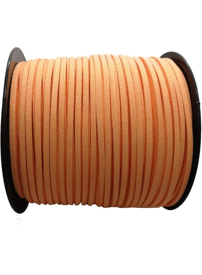 Pamir Tong 100 Yards 2.6mm Suede Leather Cords Leather Lace Flat Faux Suede Cord String Thread Velvet Cord for Necklace, Bracelet, Beading and DIY Crafts (Orange) - Image 1