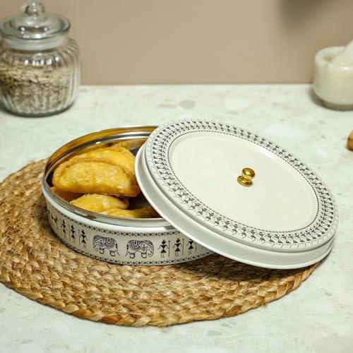 dudki Stainless Steel Multipurpose Roti Box Container |Ideal for Chapati, Paratha, Puri,Dry Food, Snacks & Fruits Dabba | Airtight Storage Containers With Lid (Beige) - Image 5