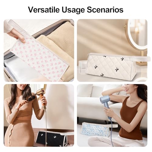 idoltimes Quilted Hair Tools Travel Bag, Compatible with Dyson Airwrap Styler, Portable Cotton Floral Organizer Case for Shark FlexStyle Attachments Storage - Image 4