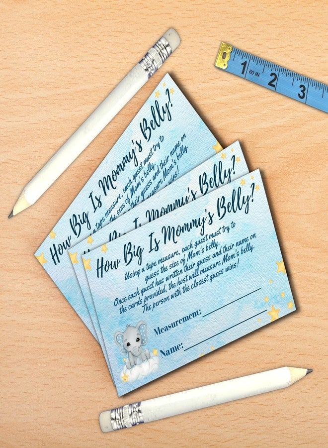 WillaBees Baby Shower Game - How Big is Mommys Belly - 62 Piece for 50 Players - Blue Elephant Baby Bump Measuring Tape Game - Image 5