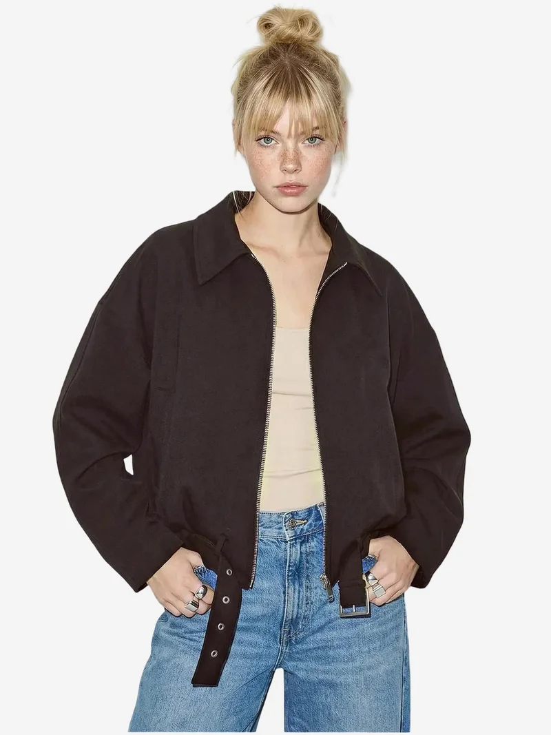 بيانكو لوتشي LUCCI Belted Oversized Bomber Jacket