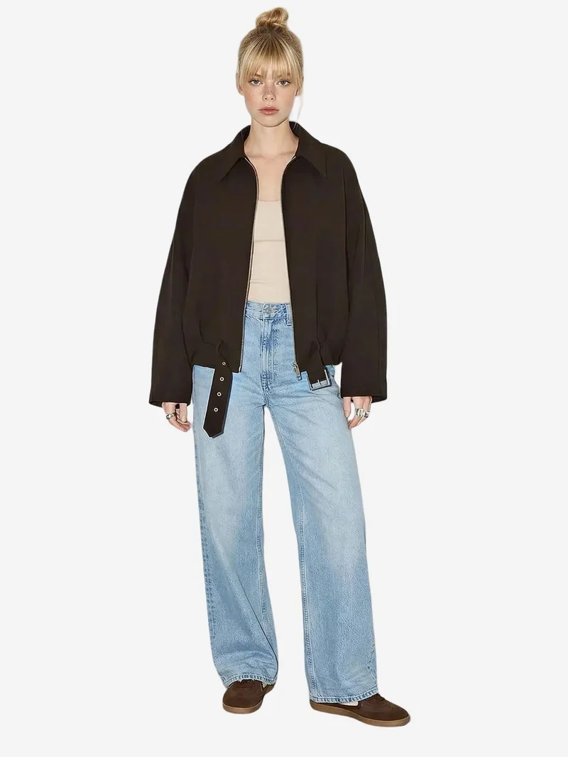 بيانكو لوتشي LUCCI Belted Oversized Bomber Jacket