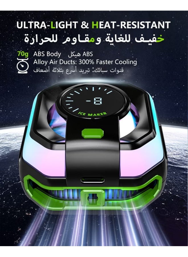 Phone Cooler, Low-Power Cryo Fan (5V/2A), Magnetic/Clip Dual-Mode, 3-Gear Smart Temp Control, Quiet Cooling Fan with Colorful LED Display for Gaming/Streaming, Compatible with IPhone/Samsung/Redmagic/Huawei - Image 3