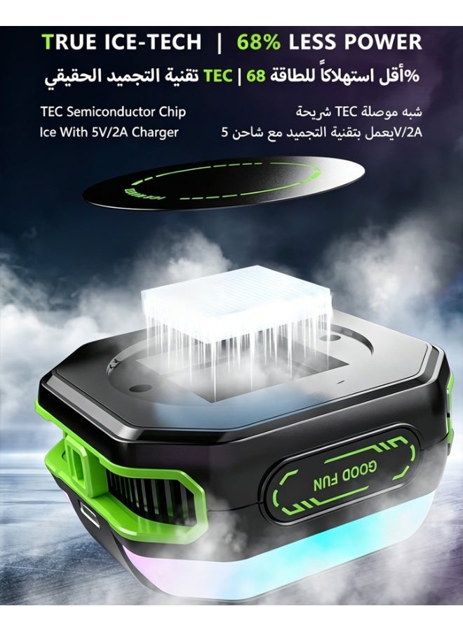 Phone Cooler, Low-Power Cryo Fan (5V/2A), Magnetic/Clip Dual-Mode, 3-Gear Smart Temp Control, Quiet Cooling Fan with Colorful LED Display for Gaming/Streaming, Compatible with IPhone/Samsung/Redmagic/Huawei - Image 2
