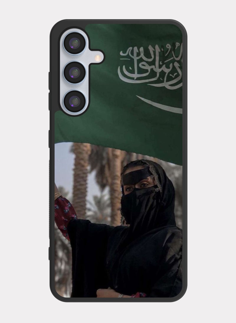 PXLAAT Samsung Galaxy A55 case cover A Saudi woman with the Saudi flag - Image 1