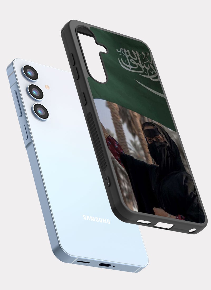 PXLAAT Samsung Galaxy A55 case cover A Saudi woman with the Saudi flag - Image 2