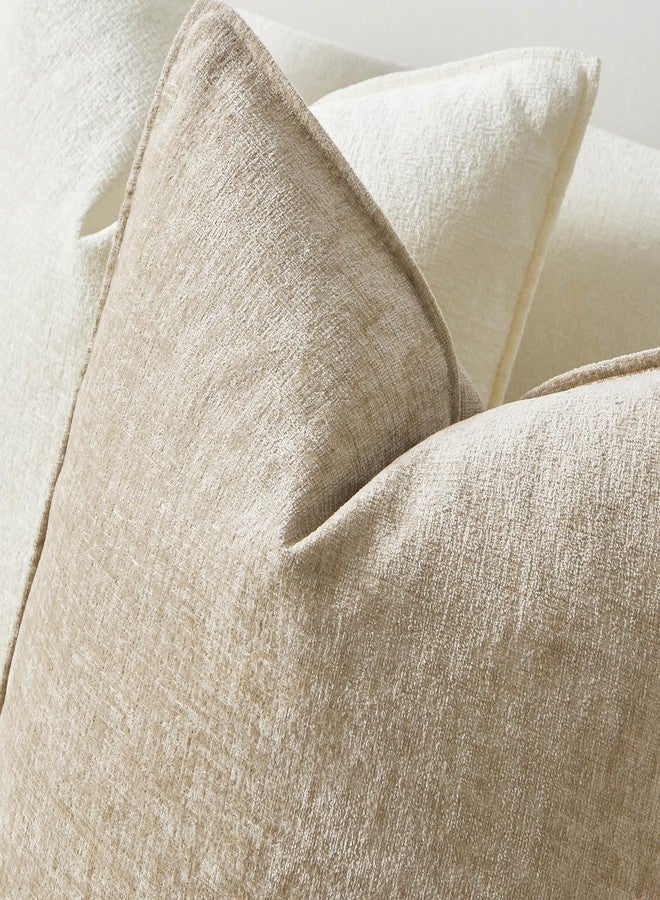 JUSPURBET Set of 2 Beige Chenille Lumbar Throw Pillow Covers 16x24 Inch Soft Textured Decorative Cushion Cases for Couch Sofa Bed Solid Home Decor Pillowcases - Image 5