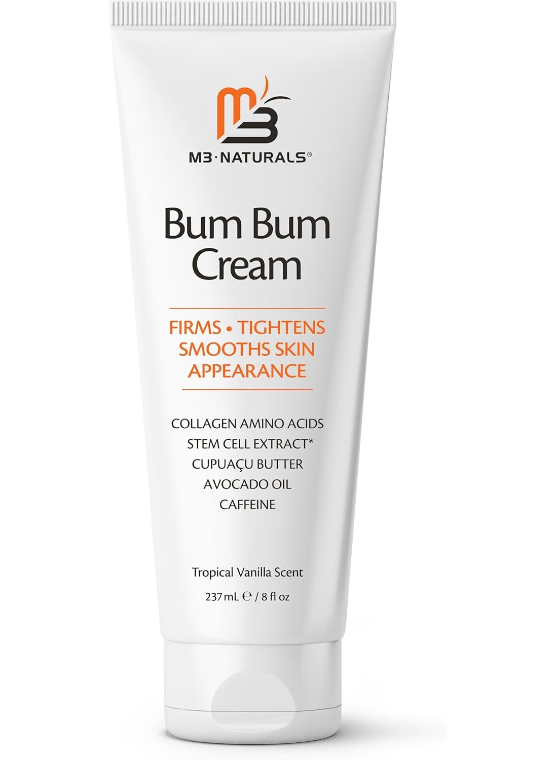 M3 Naturals Bum Bum Cream with Lemon Vanilla Scent 2in1 Skin Care Cellulite Cream and Massage Lotion  NonGreasy Skin Tightening Cream for Firm Butt Belly  Thighs with Cupuau Collagen and Caffeine  8 Fl Oz 
