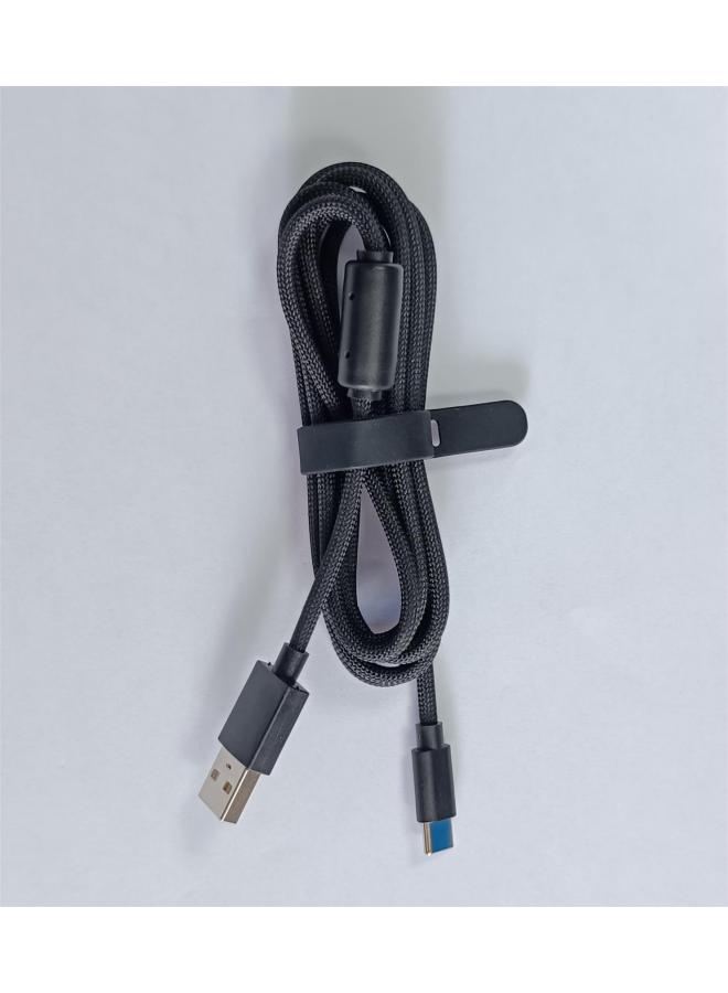 Mouse And Keyboard Universal Type-C Umbrella Cord Charging Wire Data Cable Soft Shielding 4K Transmission Cable-Color:Black Type-c Braided With Magnetic Ring 1.6m  - Image 1