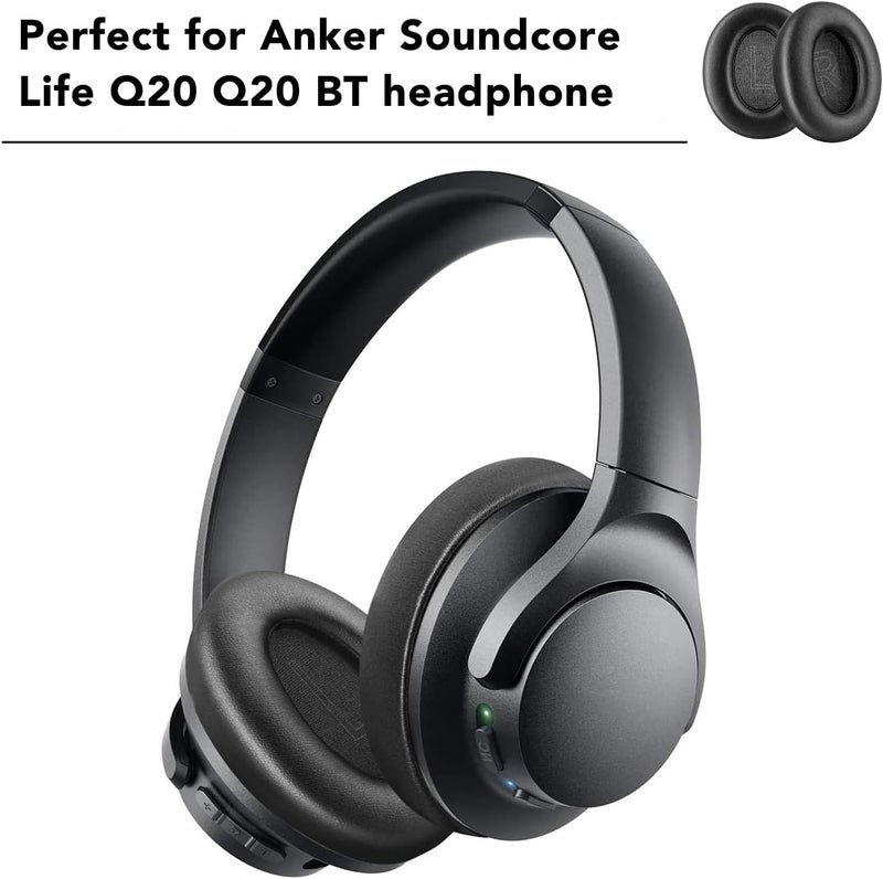 Denash سماعات أذن بديلة، لسماعات Soundcore Life Q20 Q20 BT، وسادات سماعات رأس بجلد أنعم، ورغوة عازلة للضوضاء - Image 2