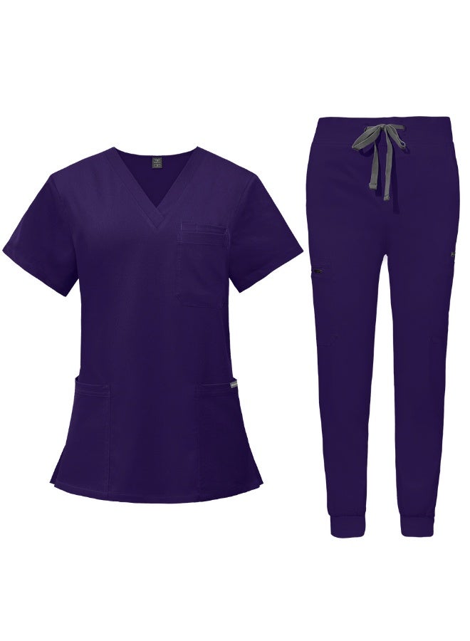 NIBEMINENT Beauty Spa Salon Clothes Doctor Nursing Uniforms Medical Scrubs Set V-neck Tops Pants Clinical Nurse Surgery Uniform - Image 1