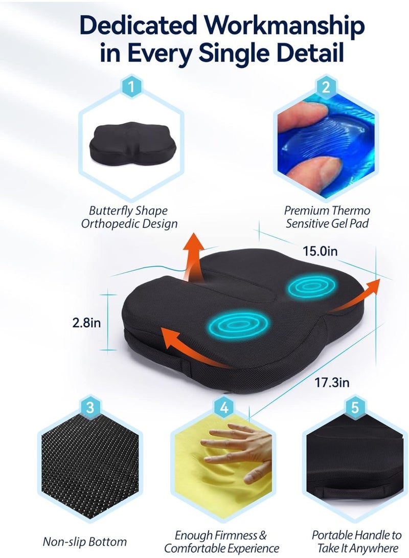 Travel Ease Memory Foam Coccyx Orthopedic Gel Seat Cushion, Seat Cushion for Lower Back Pain and Sciatica Tailbone Pain Relief – Fit for Office Chair, Car Seat, Wheelchair - Image 2