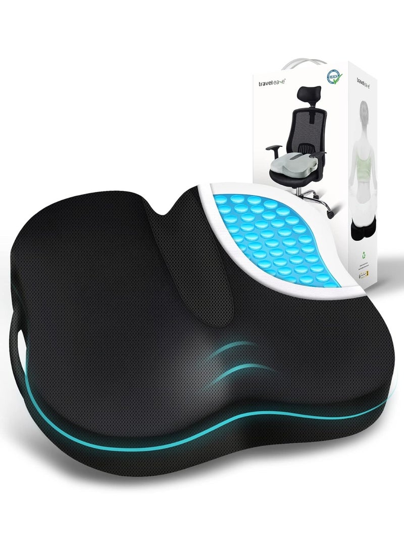 Travel Ease Memory Foam Coccyx Orthopedic Gel Seat Cushion, Seat Cushion for Lower Back Pain and Sciatica Tailbone Pain Relief – Fit for Office Chair, Car Seat, Wheelchair - Image 1