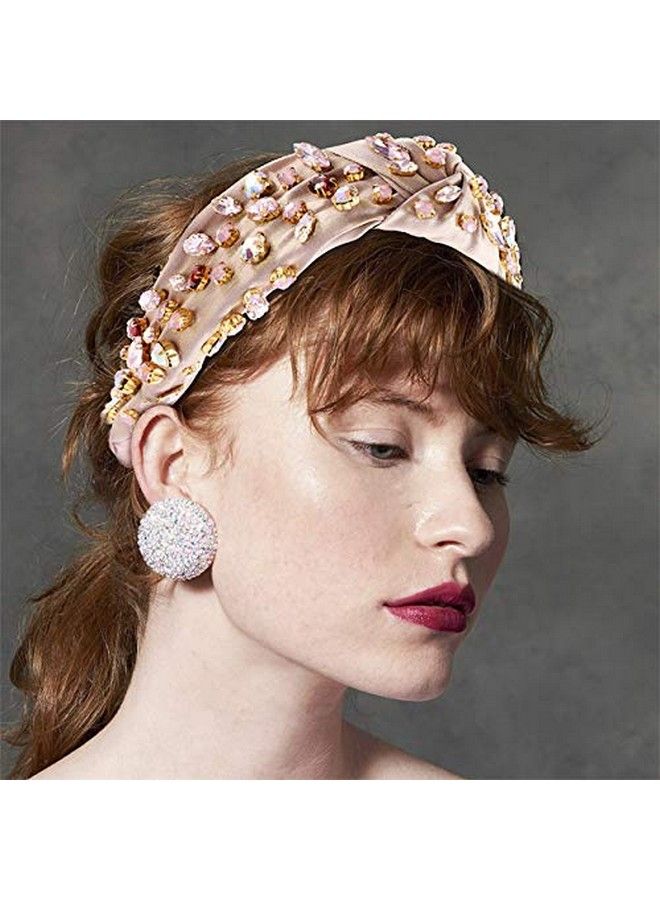 HSWE Crystal Velvet Headband Cross Knotted Turban Headdress Colorful Rhinestone Statement Wide Hair Band Hoop Accessories For Women Girls - Image 4