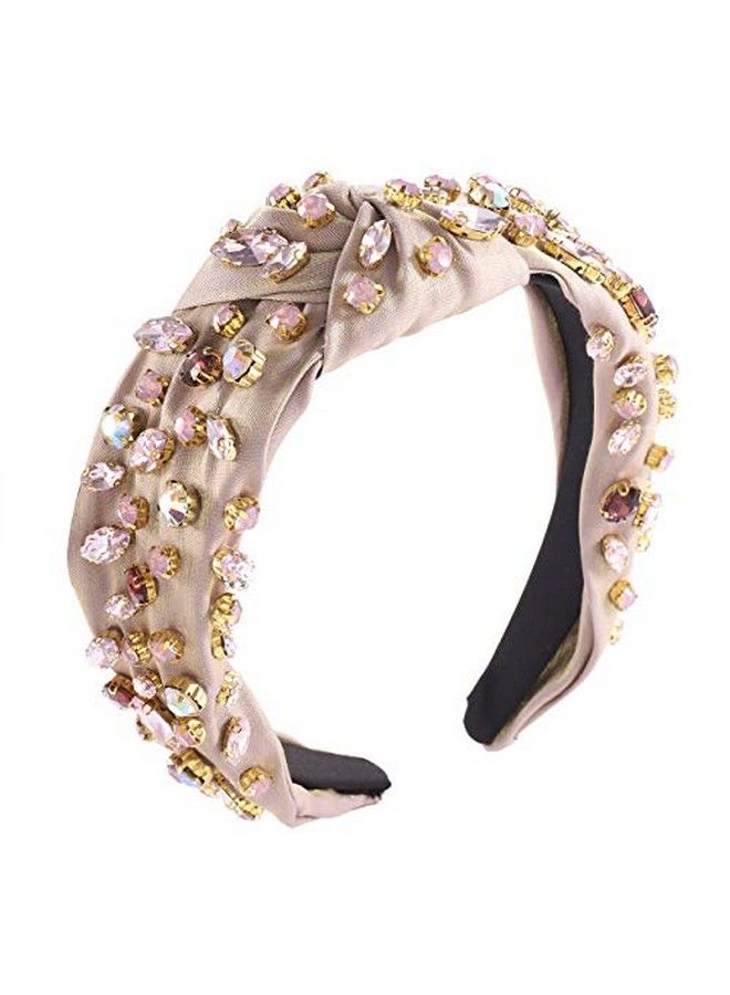 HSWE Crystal Velvet Headband Cross Knotted Turban Headdress Colorful Rhinestone Statement Wide Hair Band Hoop Accessories For Women Girls - Image 1