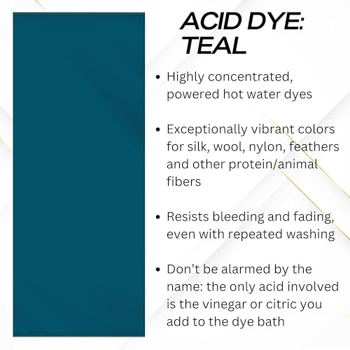 Jacquard Acid Dye for Wool, Silk and Other Protein Fibers, 1/2 Ounce Jar, Concentrated Powder, Teal 631 - Image 2