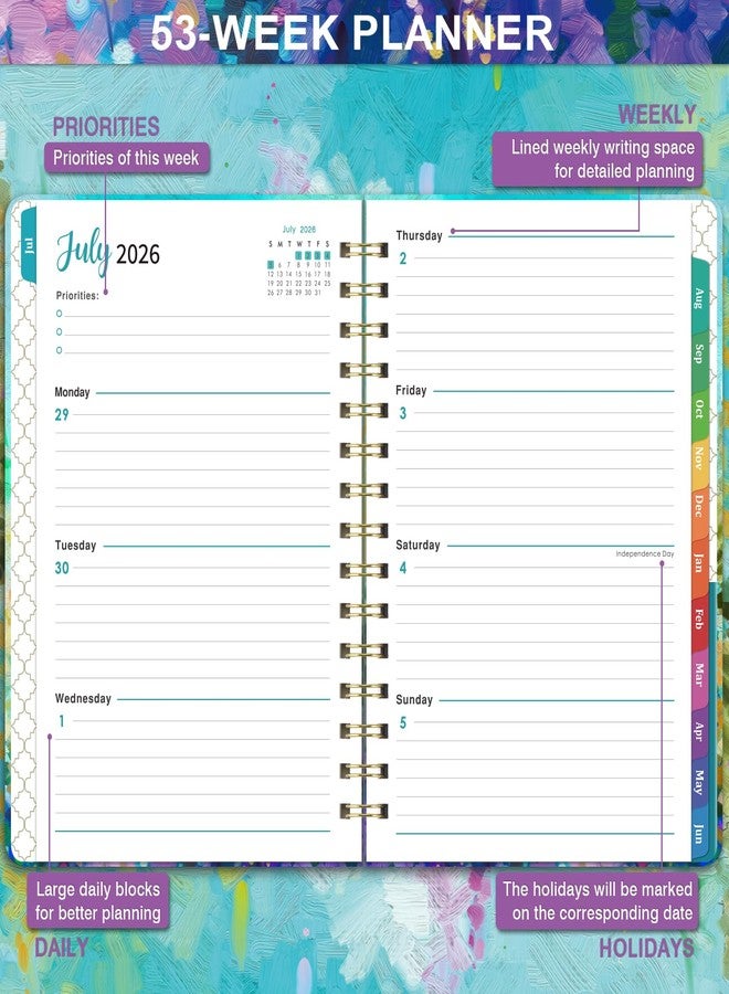 آرت فان مخطط 2026-2027 - مخطط أكاديمي 2026-2027، يوليو 2026 - يونيو 2027، مخططات أسبوعية وشهرية، 6.3 × 8.4 بوصة، مخططات تقويم 26-27 بغلاف مقوى، علامات تبويب ملونة، جيب - رسم زيتي - Image 4